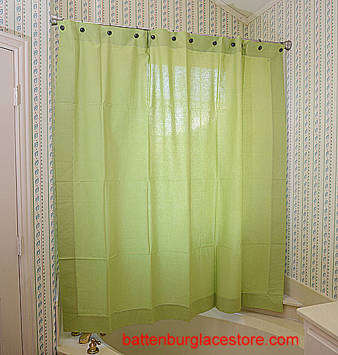 Bright Green Hemstitch Shower Curtains